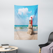 Sandman with Santa Hat Tapestry