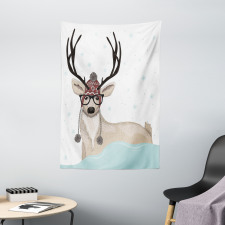 Hipster Deer with Glasses Tapestry