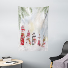 Little Snowmen in Snow Tapestry