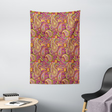 Vivid Flowers and Dots Tapestry