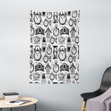 Hand Drawn Clocks Tapestry