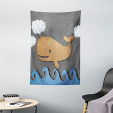 Wooden Paper Base Whale Tapestry