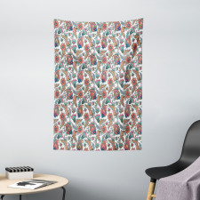 Motifs with Flower Leafs Tapestry