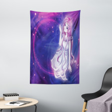 Purple Anime Fairy Sitting Tapestry