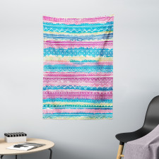 Watercolor Aztec Stripes Tapestry