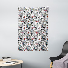 Skulls and Flowers Tapestry