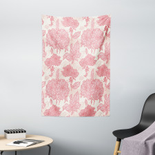 Pink Flowers and Leaves Tapestry