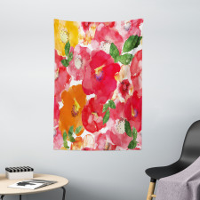 Watercolor Style Floral Tapestry