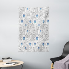 Flowers with Blue Dots Tapestry