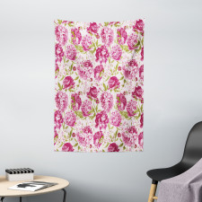 Peonies and Leaf Floral Tapestry