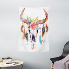 Bull Skull Boho Plant Tapestry