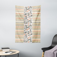 Floral Ornate and Stripes Tapestry