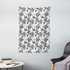 Monochrome Doodle Plants Tapestry