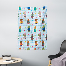 Animals Winter Clothing Tapestry