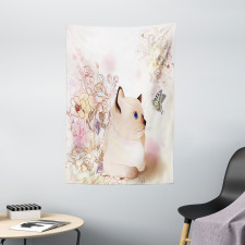 Pastel Kitty and Butterflies Tapestry