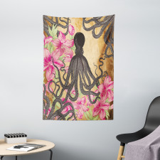 Kraken Roses Leaves Tapestry