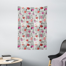 Newspaper Lipstick Kiss Tapestry