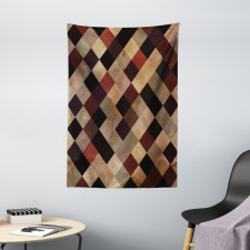 Antique Brown Toned Grid Tapestry