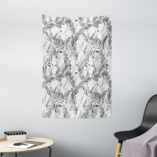 Monochrome Sketch Leaf Tapestry