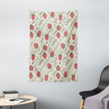 Retro Strawberry Love Tapestry