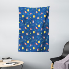 Little Cartoon Rocket Tapestry