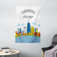 Chicago USA Cartoon Tapestry