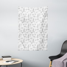 Monochrome Doodle Art Tapestry