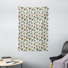 Dead Sugar Skull Flowers Tapestry