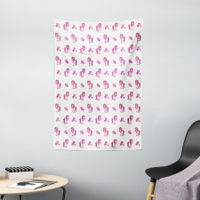 Pink Hearts Girls Pony Tapestry