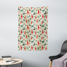 Wooden Winter Animals Tapestry