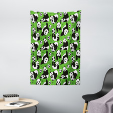 Funny Panda Hearts Stars Tapestry