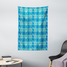 Plaid Pattern Marine Tapestry