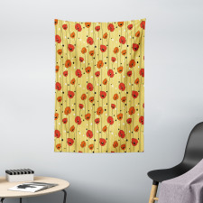 Lines with Dots Floral Tapestry