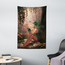 Girl Wings Butterflies Tapestry