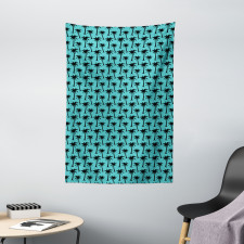 Silhouettes on Blue Tapestry