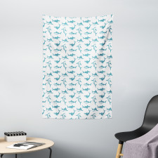 Scary Predators with Fins Tapestry