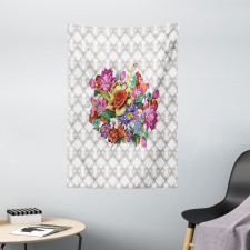 Damask Pattern Bouquet Tapestry