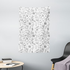 Monochrome Dollar Doodle Tapestry