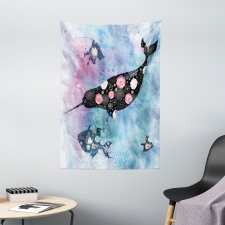 Floral Whale and Fish Tapestry