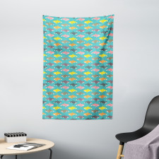 Colorful Orca Silhouettes Tapestry