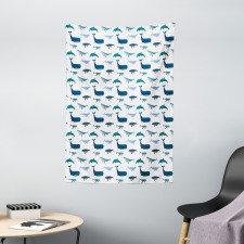 Swimming Marine Animals Tapestry