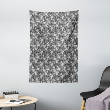 Greyscale Skulls Doodle Tapestry