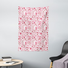 Sketch Style Hearts Tapestry