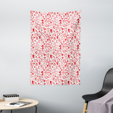 Red and White Sketch Tapestry