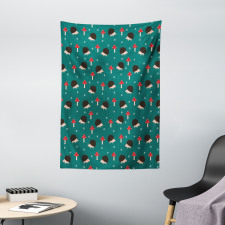 Forest Life Mushrooms Tapestry