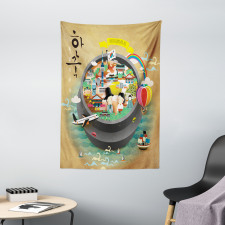 Cartoon Style Khimchi Pot Tapestry