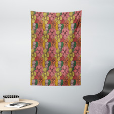 Retro Romantic Blooms Tapestry