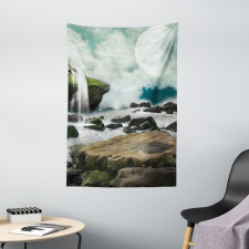 Fantasy Waterfall Moon Tapestry