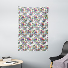 Watercolor Botany Motif Tapestry