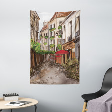 Romantic Patio Scene Sketch Tapestry